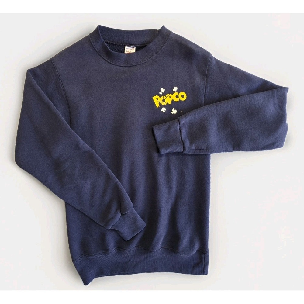 VTG Soffe Heavy Sweats Navy Blue Fleece Graphic Print Crewneck Sweatshirt Men's
